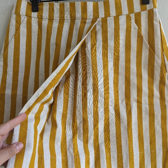 Sunhee Moon Linen Striped Faux wrap skirt 1 - Picture 2 of 4